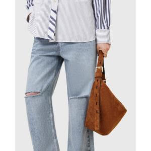 AllSaints Half Moon Large Suede Crossbody Bag